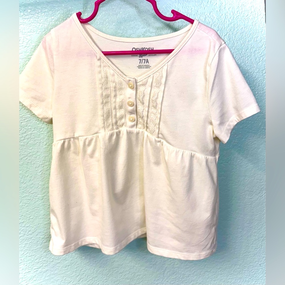 OshKosh B'gosh Kids Cream short Sleeve Shirt with Lace